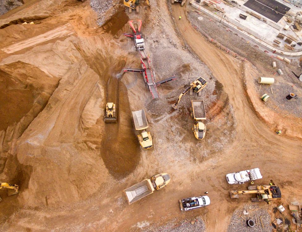 Aerial view of a Mansa Consultants engineering and construction project site under development